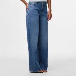 Pieces Damen Selma Weit Bein Jeans Medium Blue Denim