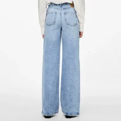 Pieces Damen Selma Weit Bein Jeans Light Blue Denim