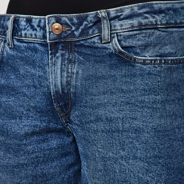 Pieces Damen Selma Weit Bein Jeans Medium Blue Denim