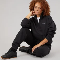 Reebok Damen Identität Energie Marke stolze Identität Schicht 1/2 Reißverschluss Schwarz