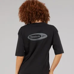 Reebok Damen Identity Energie Marke Stolz T Shirt Schwarz