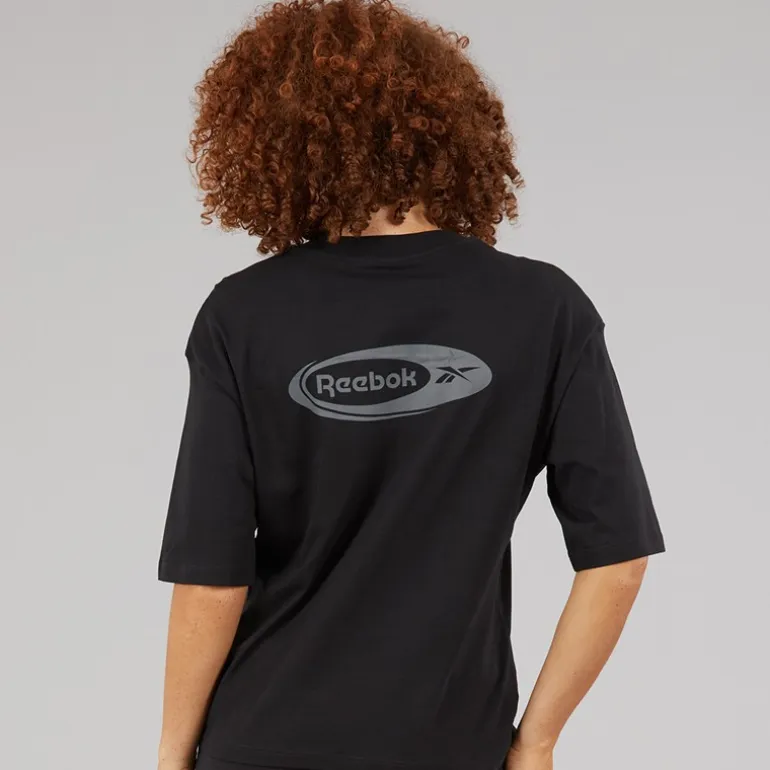 Reebok Damen Identity Energie Marke Stolz T Shirt Schwarz