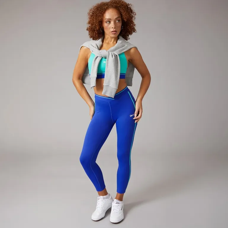 Reebok Damen Team 7/8 Hohe Taille Enge Leggings Boundless Blue
