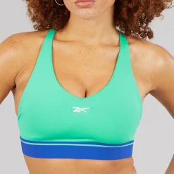 Reebok Damen Team Mittlerer Halt Sport BH Top Unleashed Green