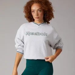 Reebok Damen Team Rundhalsausschnitt Sweatshirt Light Grey Heather