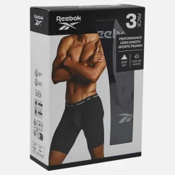 Reebok Herren Hogan Performance Drei-Pack Lange Trunks Schwarz