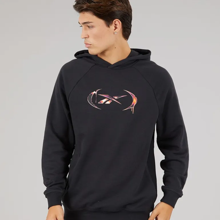 Reebok Herren Reebok Basketball Heat Wave Grafik Hoodie Schwarz