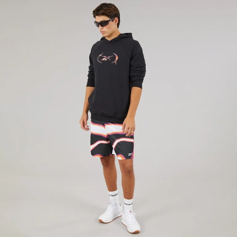 Reebok Herren Reebok Basketball Heat Wave Grafik Hoodie Schwarz