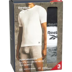 Reebok Herren Santo Drei Pack T-Shirts Schwarz / Grau Melange / Weiß