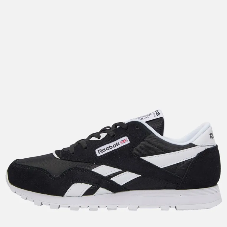 Reebok Junior Junge Klassische Nylon Turnschuhe Schwarz/Schwarz/Weiß