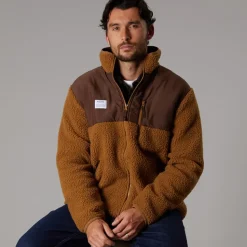 Resteröds Fleece Herren mit Panel Reißverschluss Braun