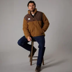 Resteröds Fleece Herren mit Panel Reißverschluss Braun