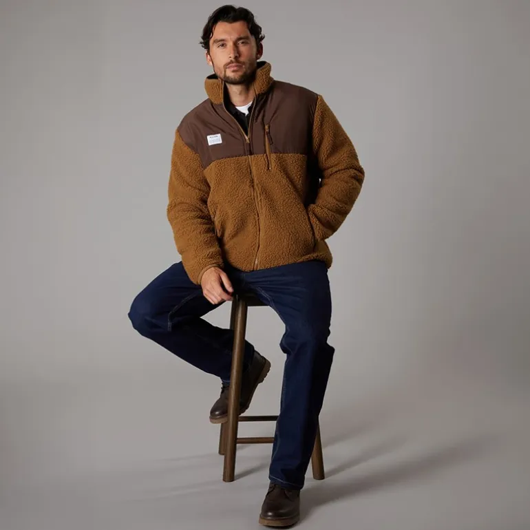 Resteröds Fleece Herren mit Panel Reißverschluss Braun