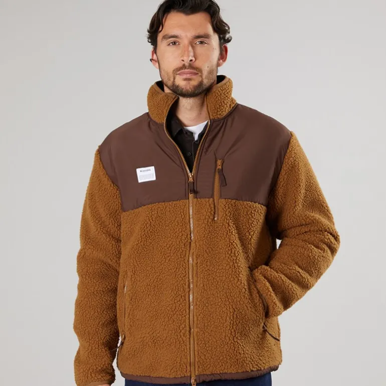 Resteröds Fleece Herren mit Panel Reißverschluss Braun