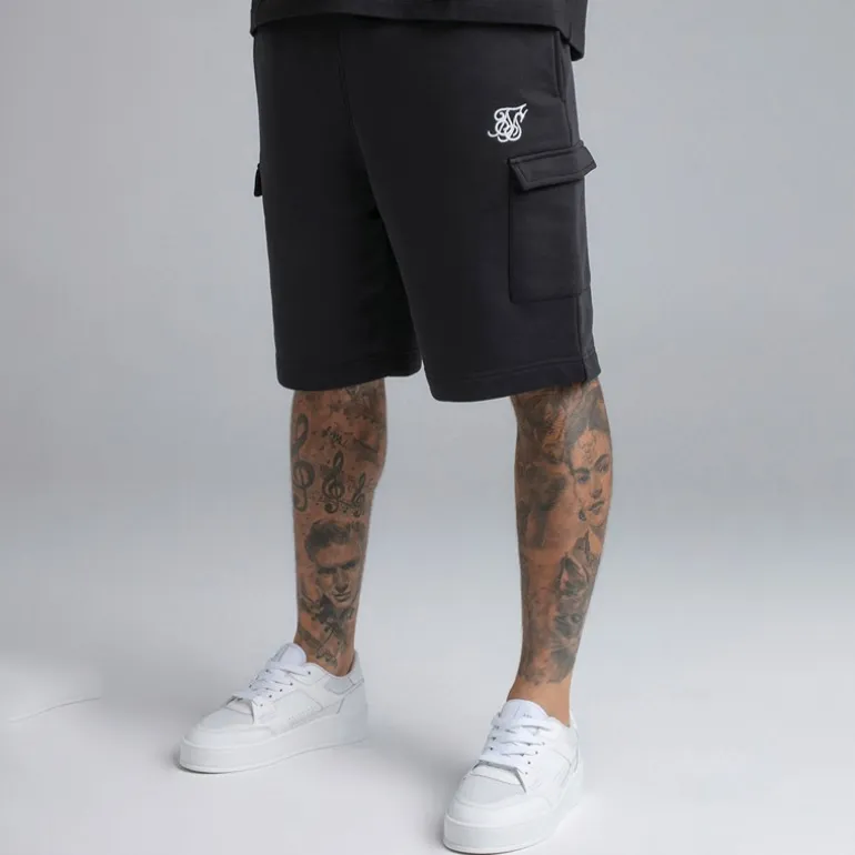 SikSilk Herren Essential Cargoshorts Schwarz