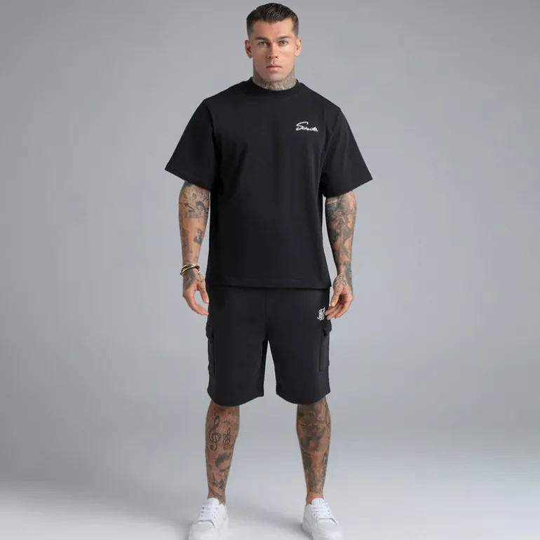 SikSilk Herren Essential Cargoshorts Schwarz