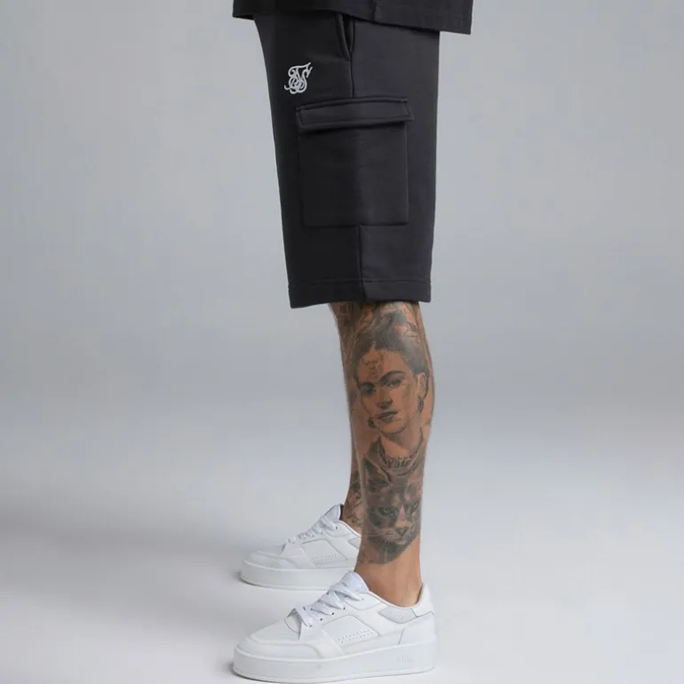 SikSilk Herren Essential Cargoshorts Schwarz