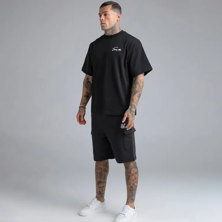 SikSilk Herren Essential Cargoshorts Schwarz