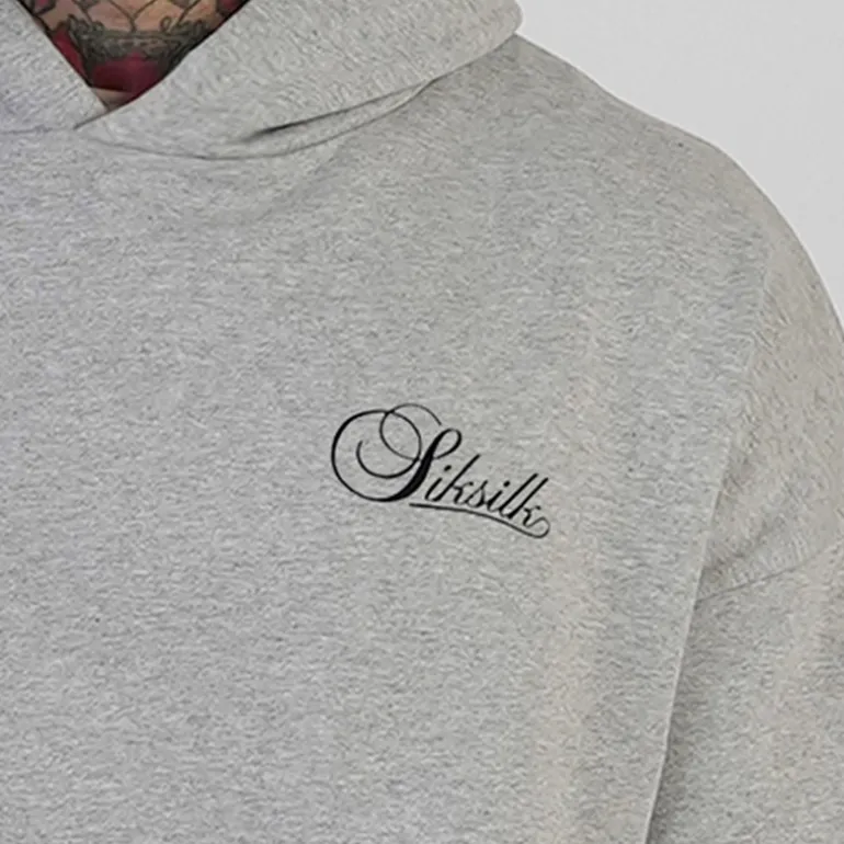 SikSilk Herren Essentials Hoodie Grey Marl