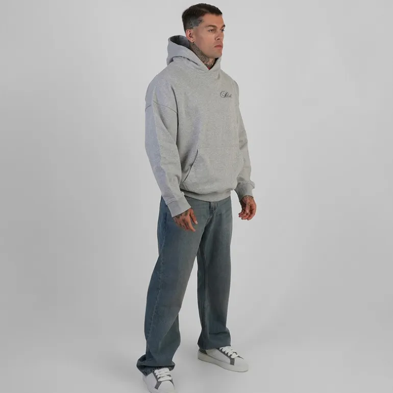 SikSilk Herren Essentials Hoodie Grey Marl