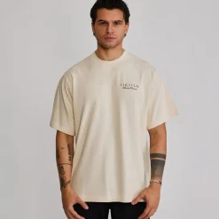 SikSilk Herren Grafik T Shirt Ecru