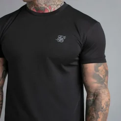 SikSilk Herren Muskel Passform T Shirt Schwarz