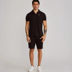 SikSilk Herren Polohemd und Shorts Set Braun