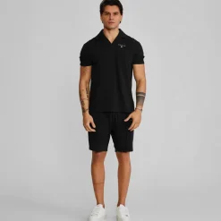 SikSilk Herren Poloshirt und Shorts Set Schwarz