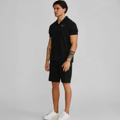 SikSilk Herren Poloshirt und Shorts Set Schwarz