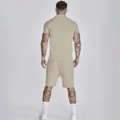 SikSilk Herren Poloshirt Und Shorts Set Beige