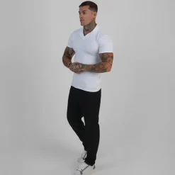 SikSilk Herren Revere Polo Shirt Weiss