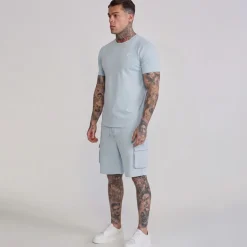 SikSilk Herren T Shirt Und Shorts Set Blau