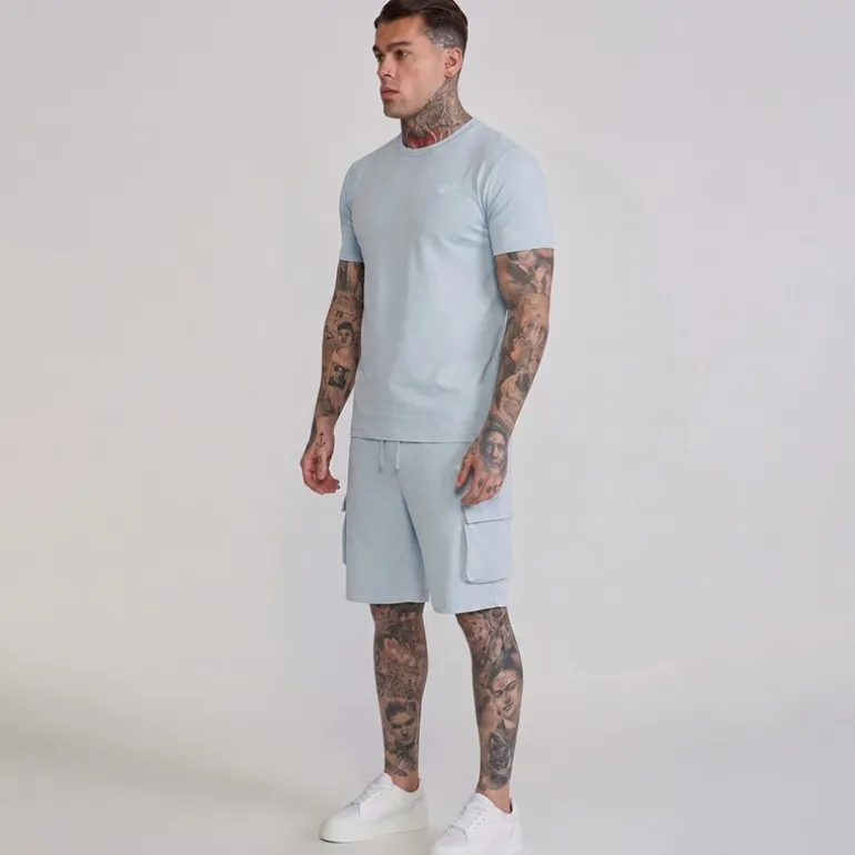 SikSilk Herren T Shirt Und Shorts Set Blau