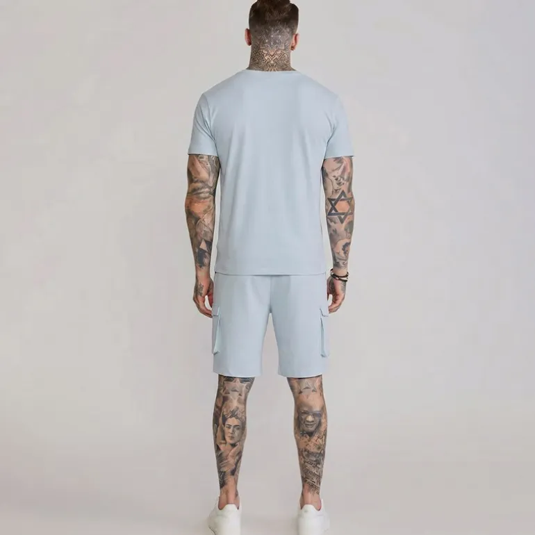 SikSilk Herren T Shirt Und Shorts Set Blau