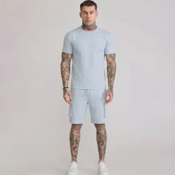 SikSilk Herren T Shirt Und Shorts Set Blau