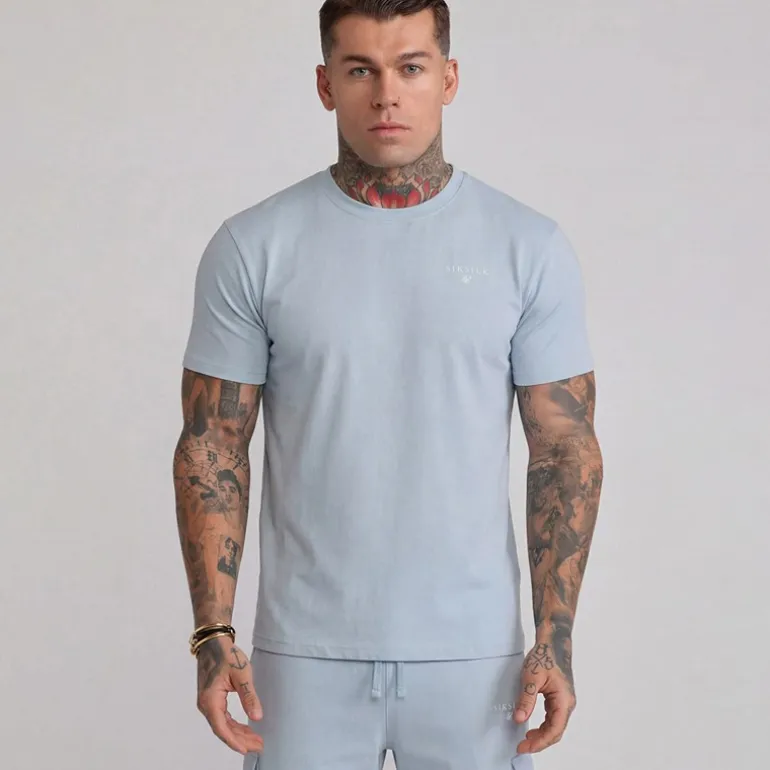 SikSilk Herren T Shirt Und Shorts Set Blau