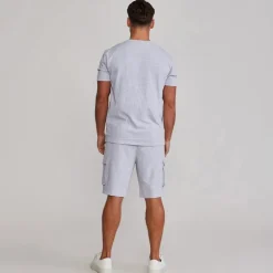 SikSilk Herren T-Shirt und Shorts Set Grey Marl