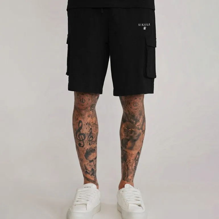 SikSilk Herren T Shirt Und Shorts Set Schwarz