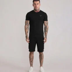 SikSilk Herren T Shirt Und Shorts Set Schwarz