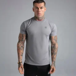 SikSilk Herren Zwei Pack Muskel Fit T-Shirts Schwarz/Grau
