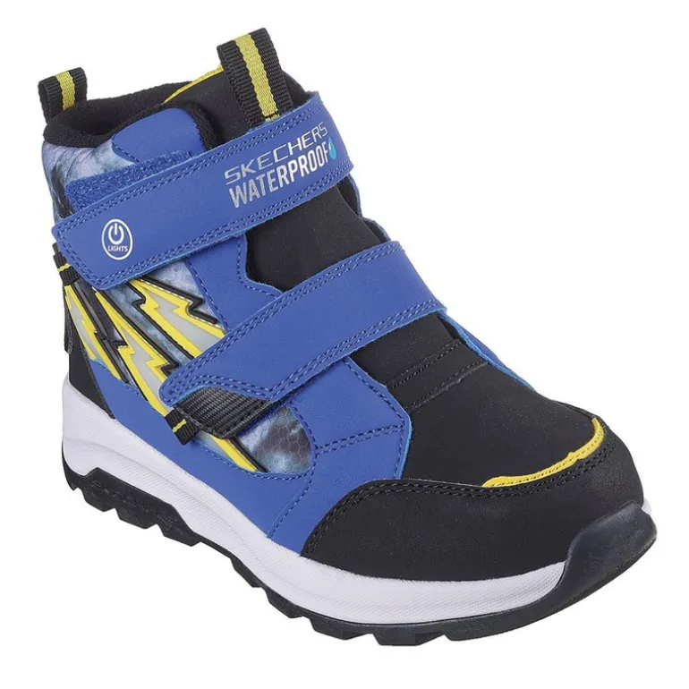SKECHERS Junior Junge Storm Blazer Wasserdicht Doppelter Riemen Beleuchtete Turnschuhe Blau Schwarz