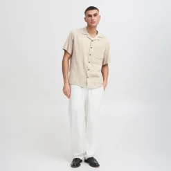 Solid Herren Pablo Kurzarm Hemd Oatmeal