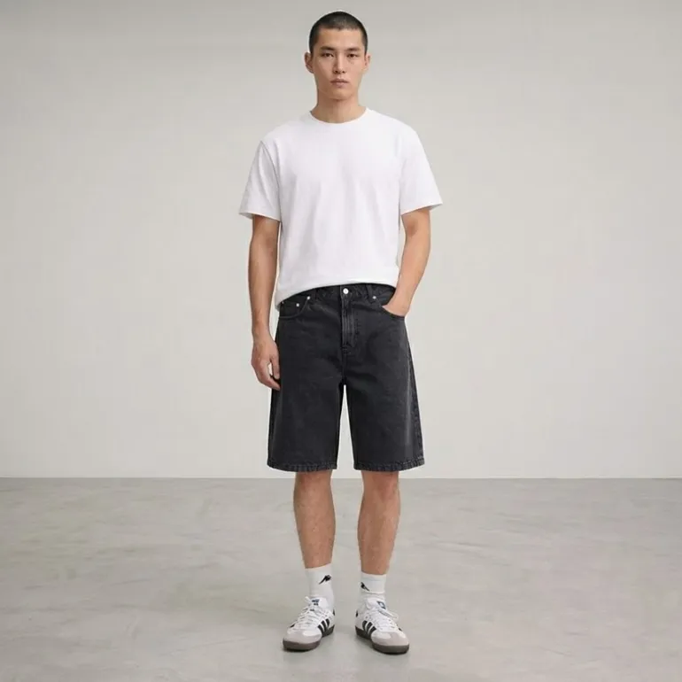 Solid Herren Sdomidt lockere Passform Denim Shorts Grey Denim