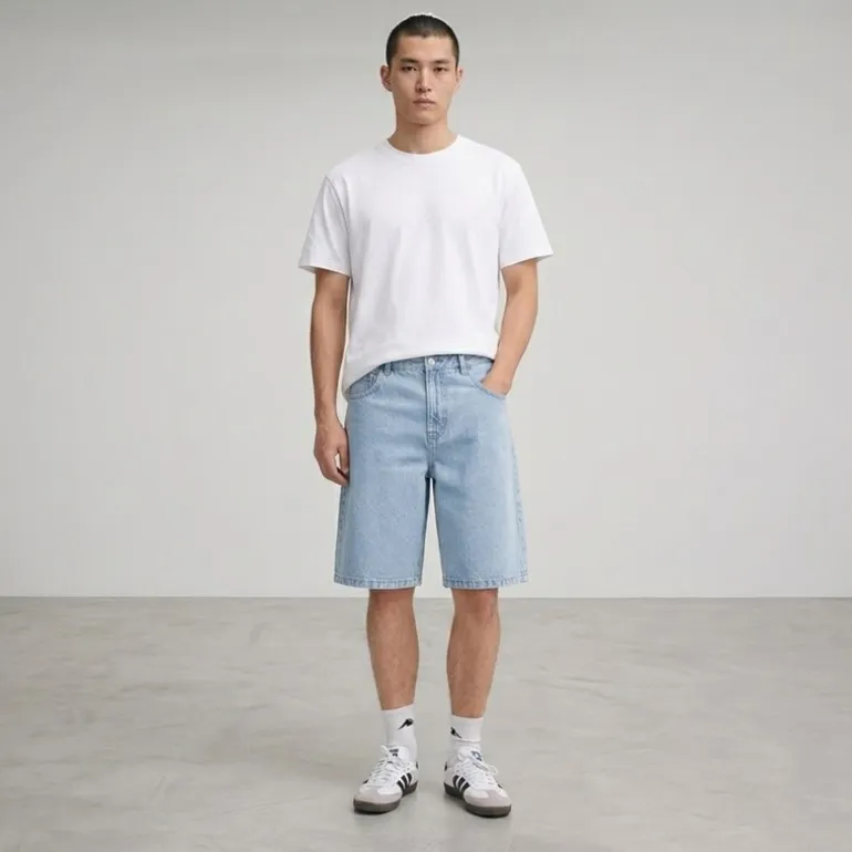 Solid Herren Sdomidt lockere Passform Denim Shorts Light Blue Denim