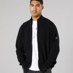 Solid Herren Strick Cardigan True Black