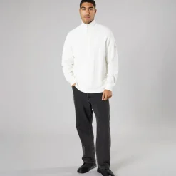 Solid Herren Strick Pullover Off White