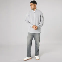 Solid Herren Strick Pullover Light Grey Melange