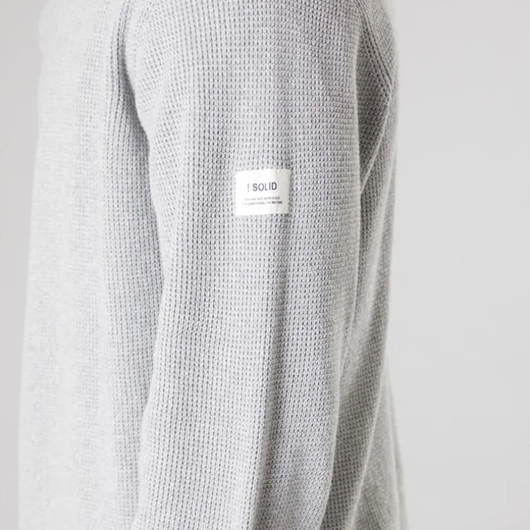 Solid Herren Strick Pullover Light Grey Melange