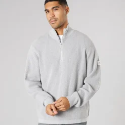 Solid Herren Strick Pullover Light Grey Melange