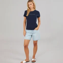 Tommy Jeans Damen Lineares T-Shirt Dark Night Navy 1